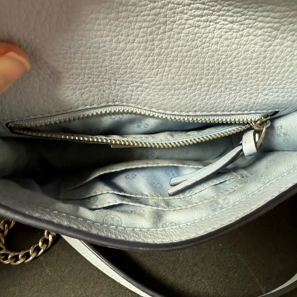 Tory Burch light blue crossbody bag with a chain‎ strap